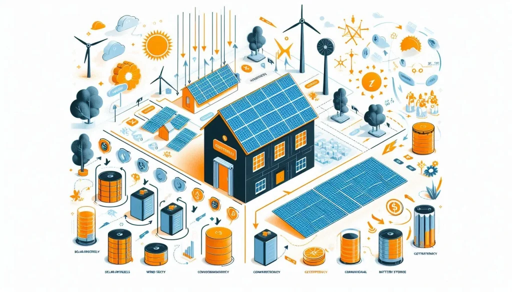 Side-by-side comparison of traditional renewable energy systems and the more efficient, scalable CMPES-enhanced solutions.