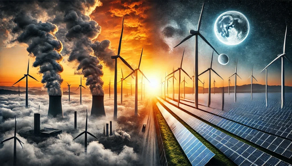 "Renewable energy solutions like solar panels and wind turbines are crucial for combating climate change and energy instability.